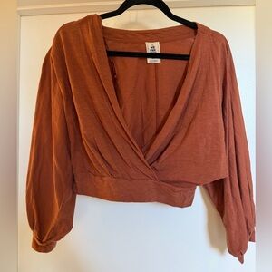 We The Free Terracotta Wrap Blouse